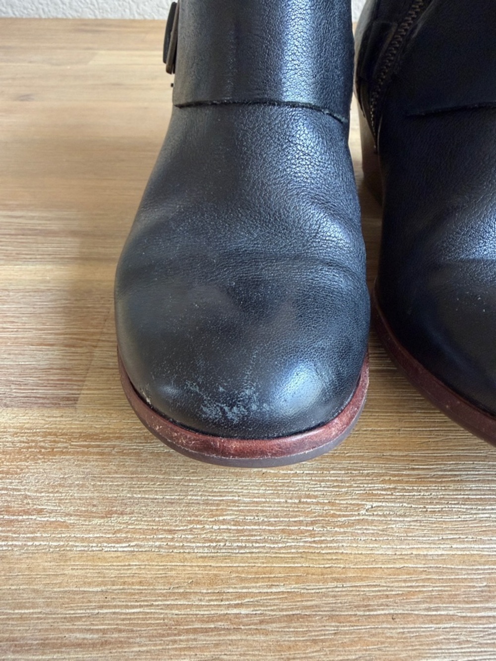 Kork-Ease Black Leather Ankle Booties with Buckle & Side Zip - Picture 9 of 14